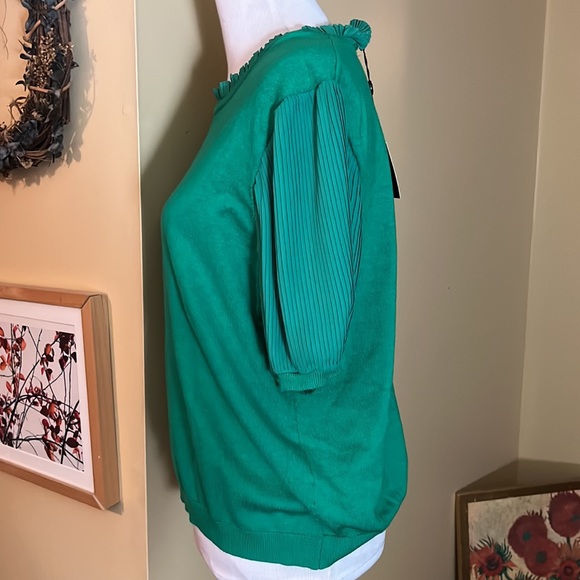 ADRIANNA PAPELL Size XL Pin-Tuck Poof Sleeve Pullover Sweater Kelly Green$89 NEW - Picture 6 of 14